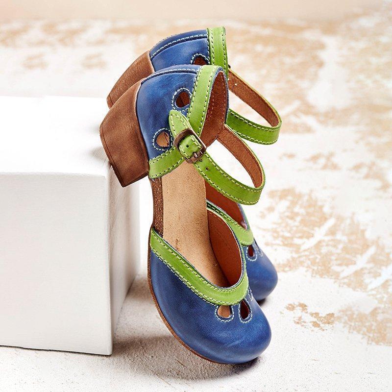 Comfortable Low Heel Sandals For Women | Lirina Blue