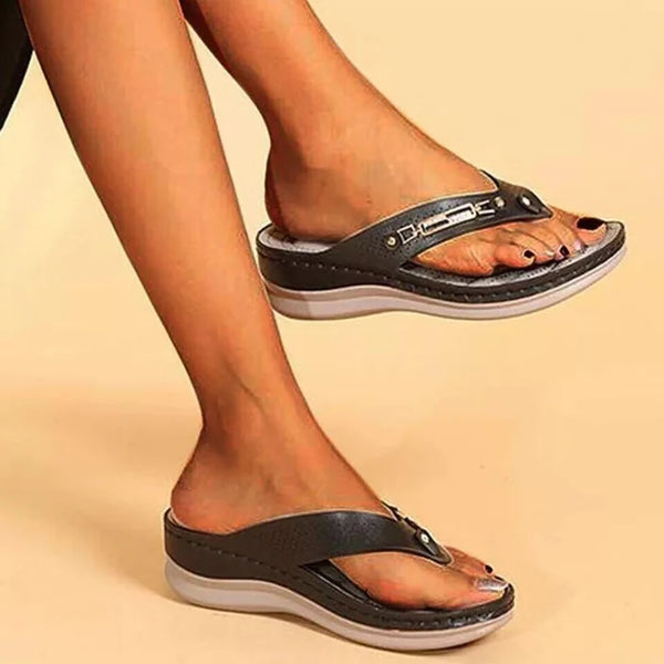 Comfortable Wedge Platform Flip Flop Sandals for Women | Lydia Black