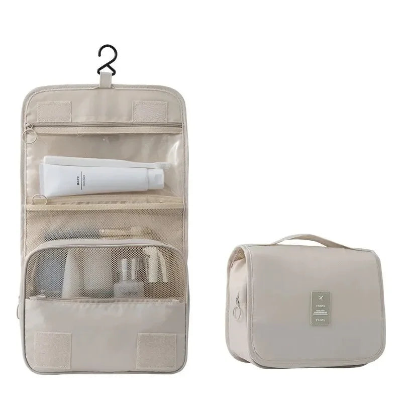 Compact Hanging Travel Toiletry Bag for Women | Aero Beige