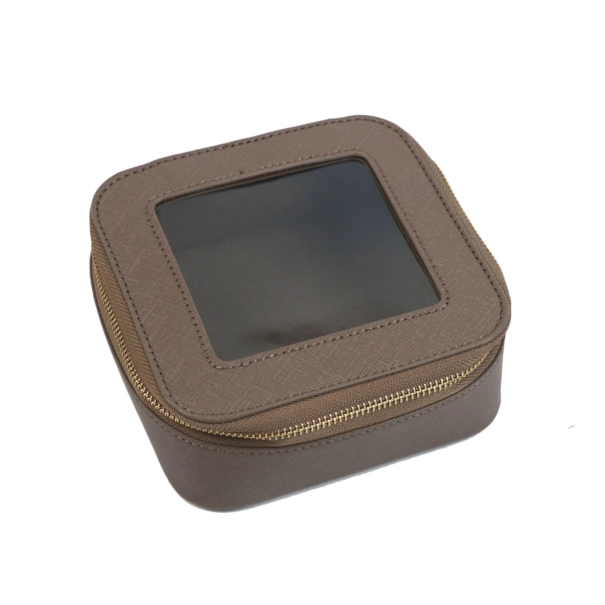 Compact Travel Makeup Storage Box for Women | Veronica Khaki 13x5.5x12.5cm