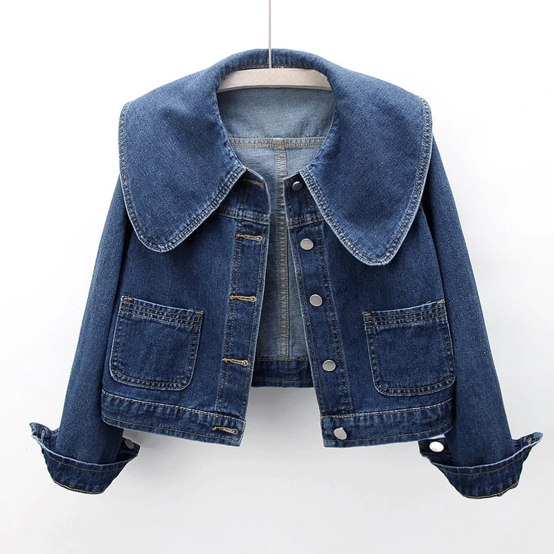 Cropped Denim Jacket for Women | Rylia Dark Blue