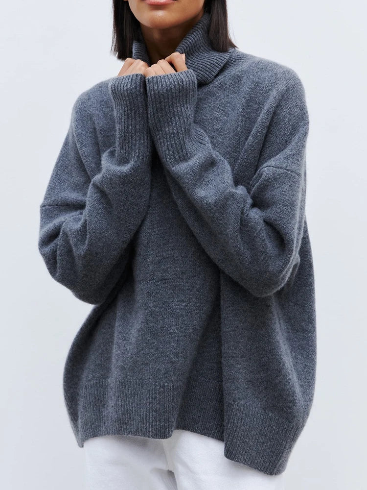 Oversized Turtleneck Sweater for Women | Cylion Blue