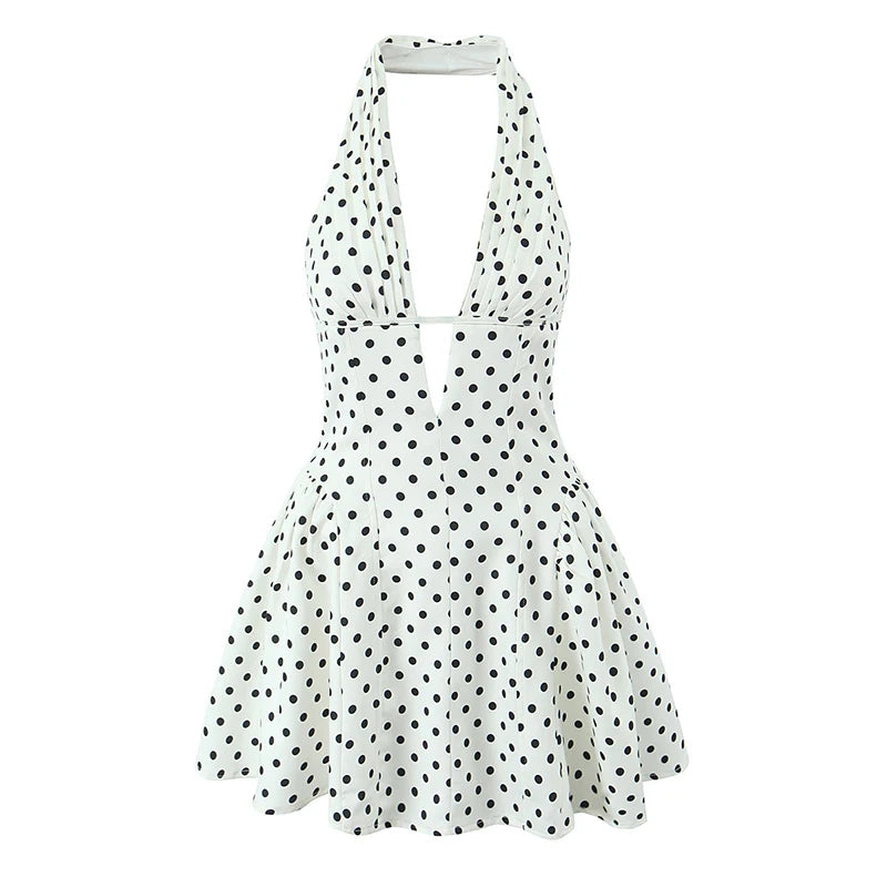 Deep V Halter Mini Dress for Women | Yenkye