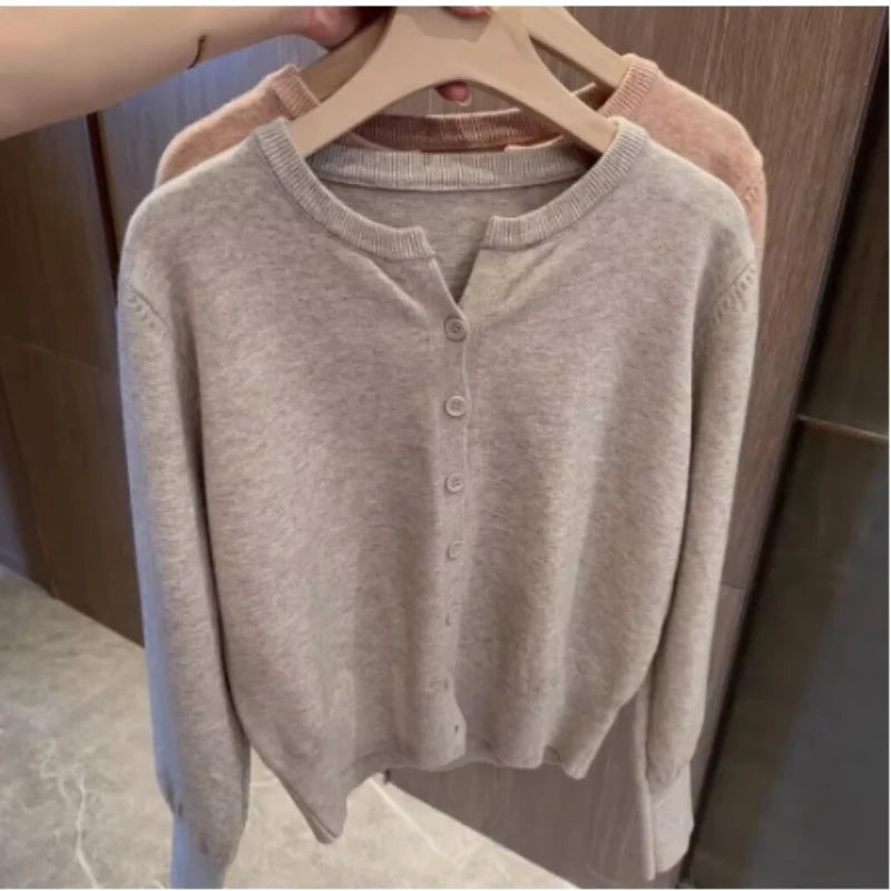 Knit Cashmere Cardigan Loose Fit for Women | Demi Khaki
