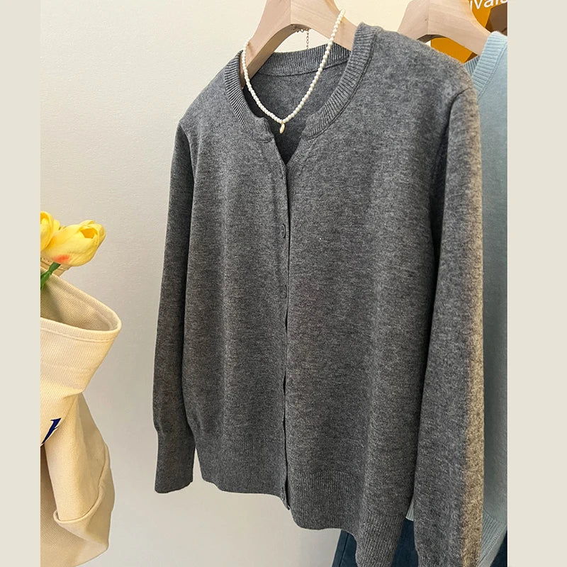 Knit Cashmere Cardigan Loose Fit for Women | Demi Dark Grey