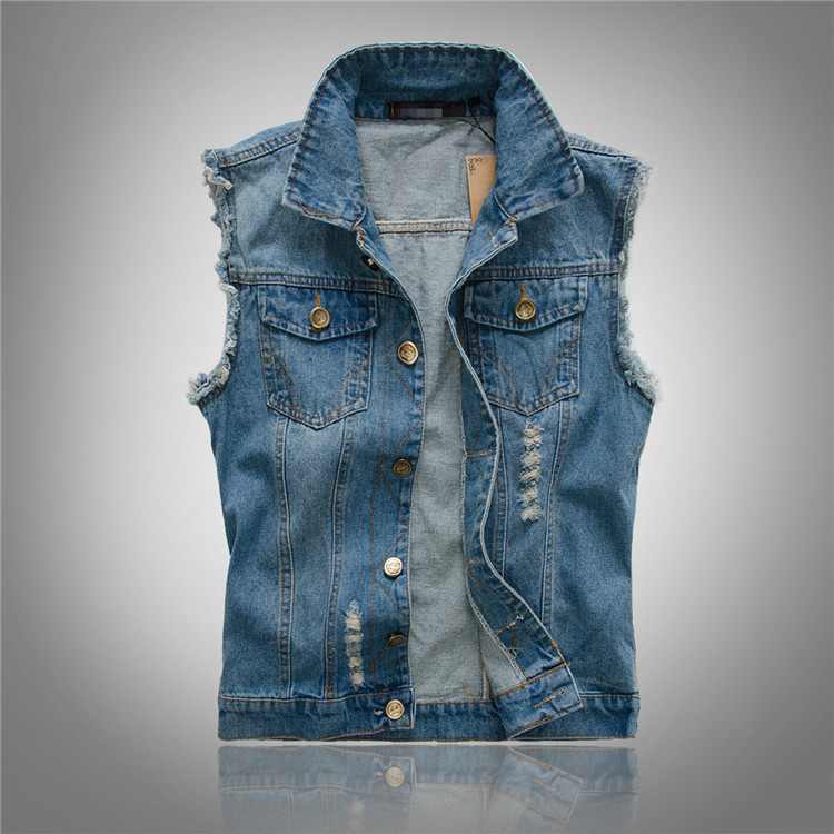 Dento | Ripped Denim Vest Blue