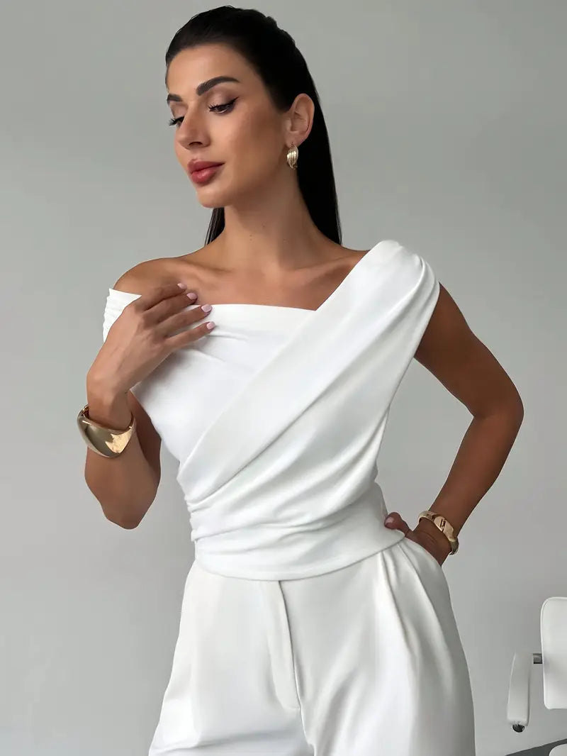 Draped Shoulder Top Stylish Design For Women | Lirena