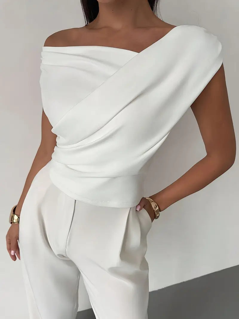 Draped Shoulder Top Stylish Design For Women | Lirena