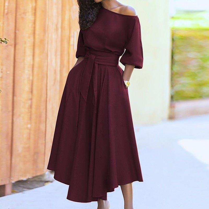 Elegant Cotton Dress For Women | Liora Red wine