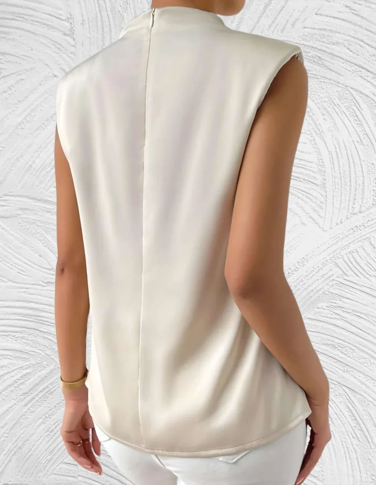 Elegant Draped Satin Sleeveless Top for Women | Catalina