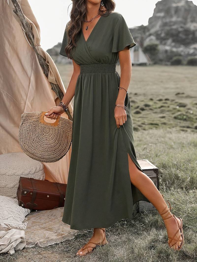 Elegant Smocked Waist Maxi Dress for Women | Gabriella