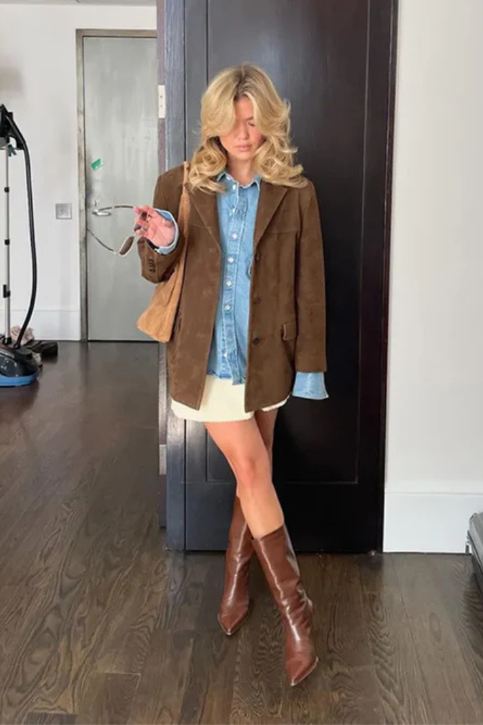 Elegant Brown Jacket Tailored Fit for Women | Elene