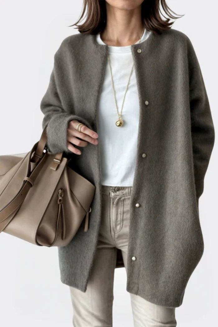 Open-Front Cardigan Relaxed Fit for Women | Elina Grey