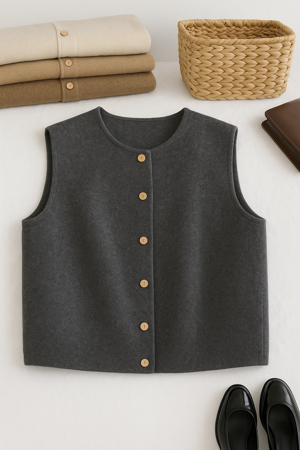 Button-Up Vest Sleeveless Layering Essential for Women | Eloise