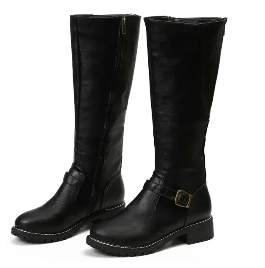 Eloria – Women's Knee High Vegan Leather Winter Boots Black