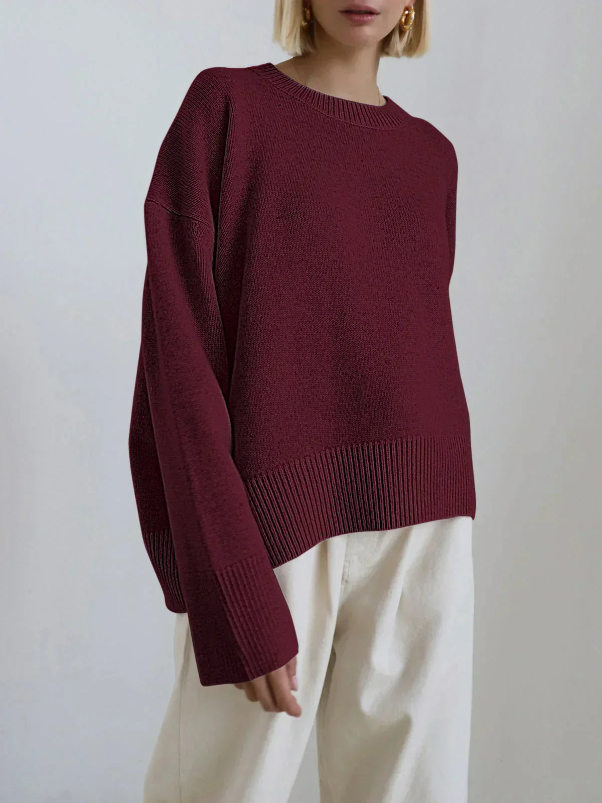 Soft Relaxed-Fit Sweater for Women | Elorie Red
