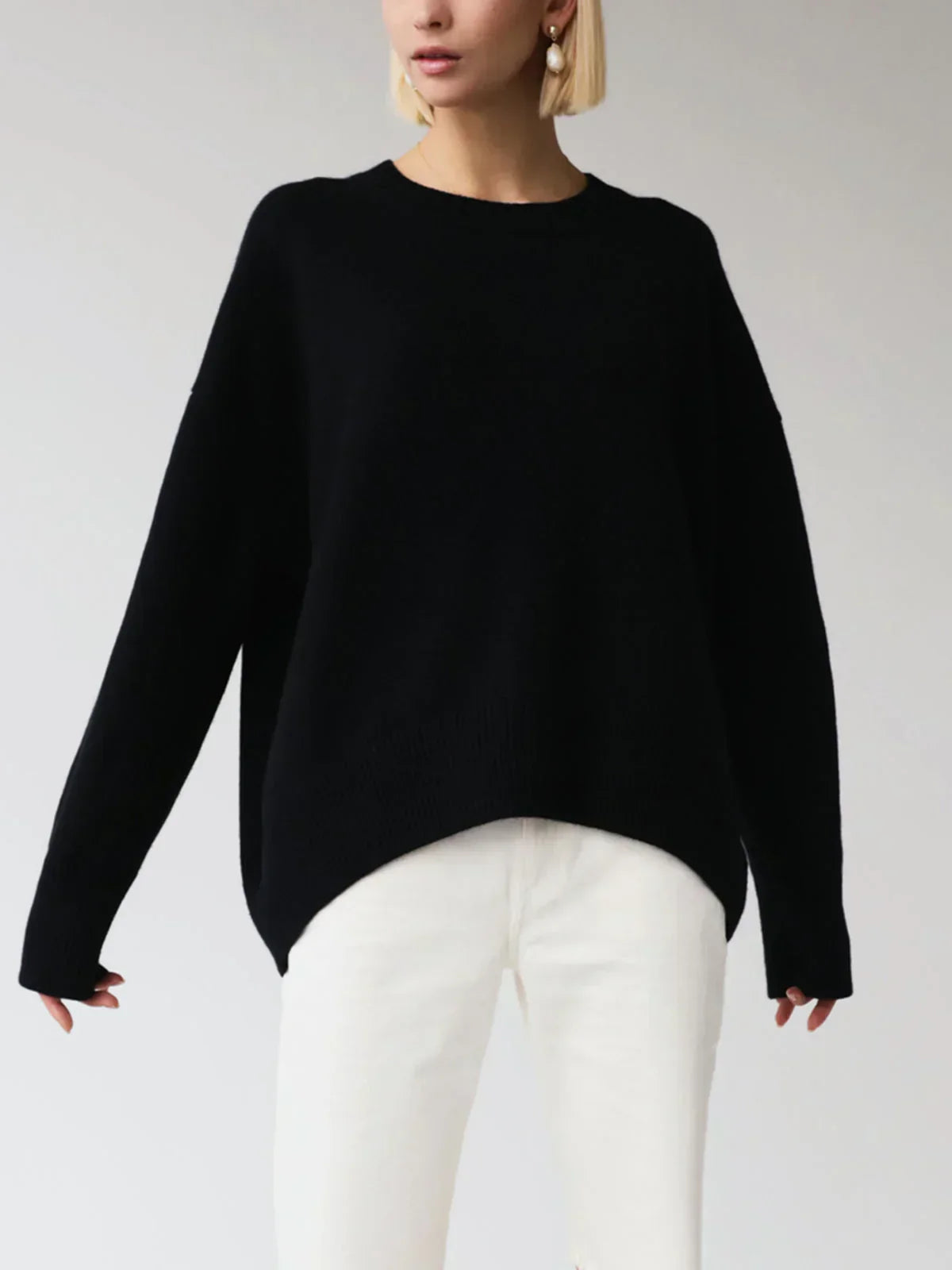 Soft Relaxed-Fit Sweater for Women | Elorie Black