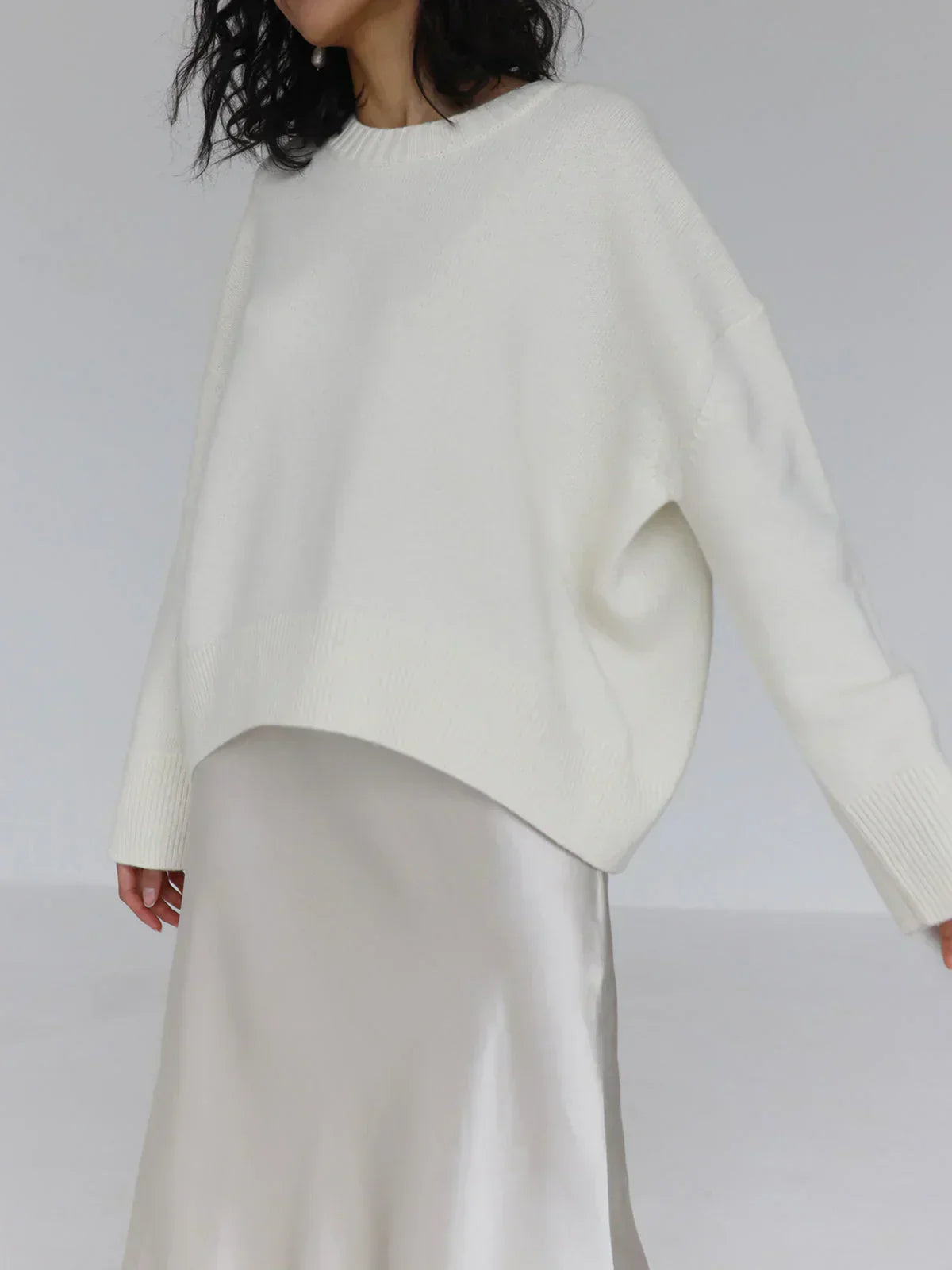 Soft Relaxed-Fit Sweater for Women | Elorie White