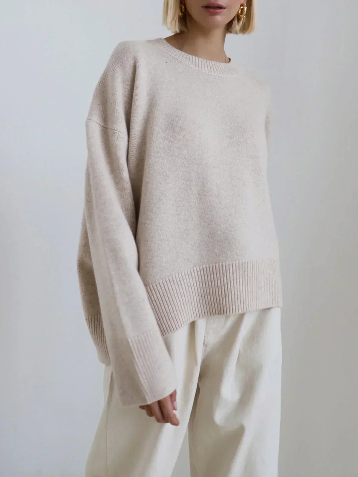 Soft Relaxed-Fit Sweater for Women | Elorie Beige