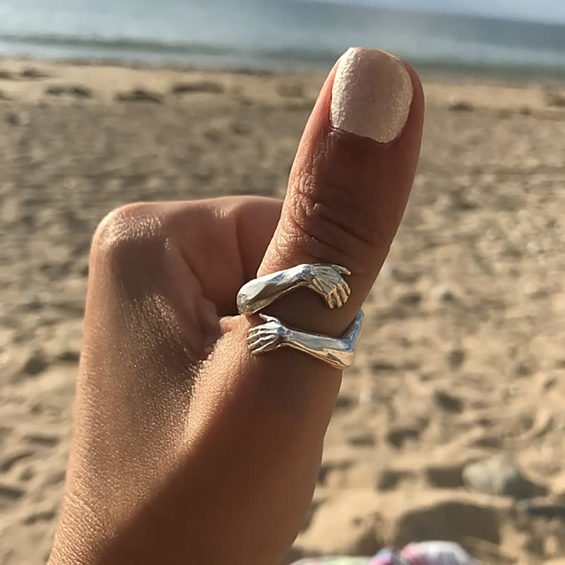 Embrace Hand Ring in Gold or Silver for Women | Aurora