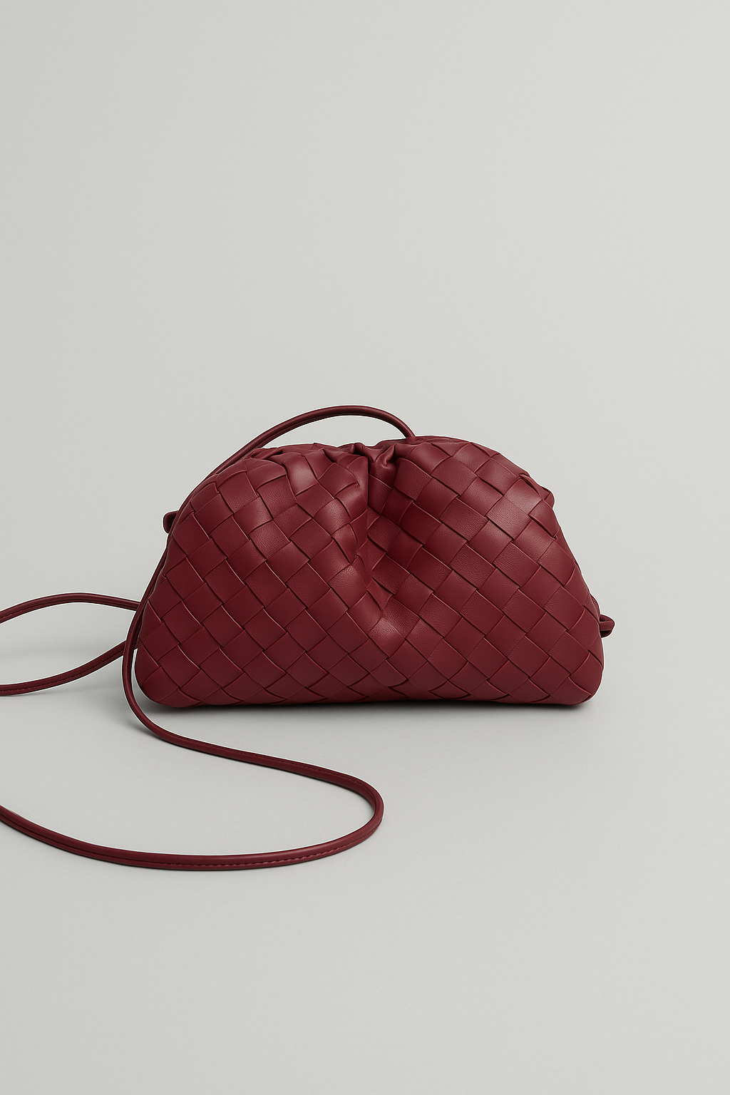 Mini Woven Vegan Leather Bag Stylish Design for Women | Evana Burgundy One-Size