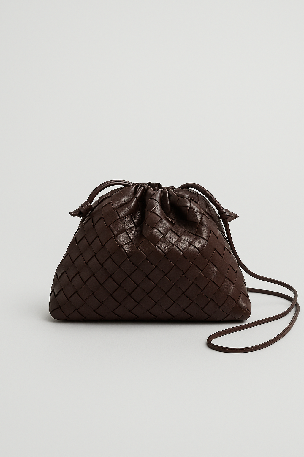 Evana – Mini Woven Vegan Leather Bag Coffee