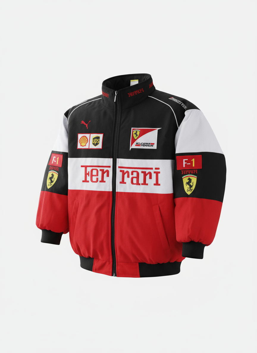 F1 Racing Jacket Retro Style Zip Up | Rivana Storm White