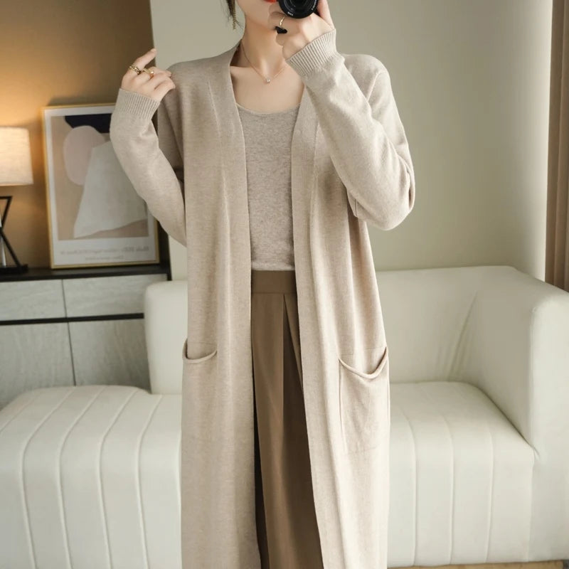 Long Cardigan Cashmere Soft Touch for Women | Fara Camel