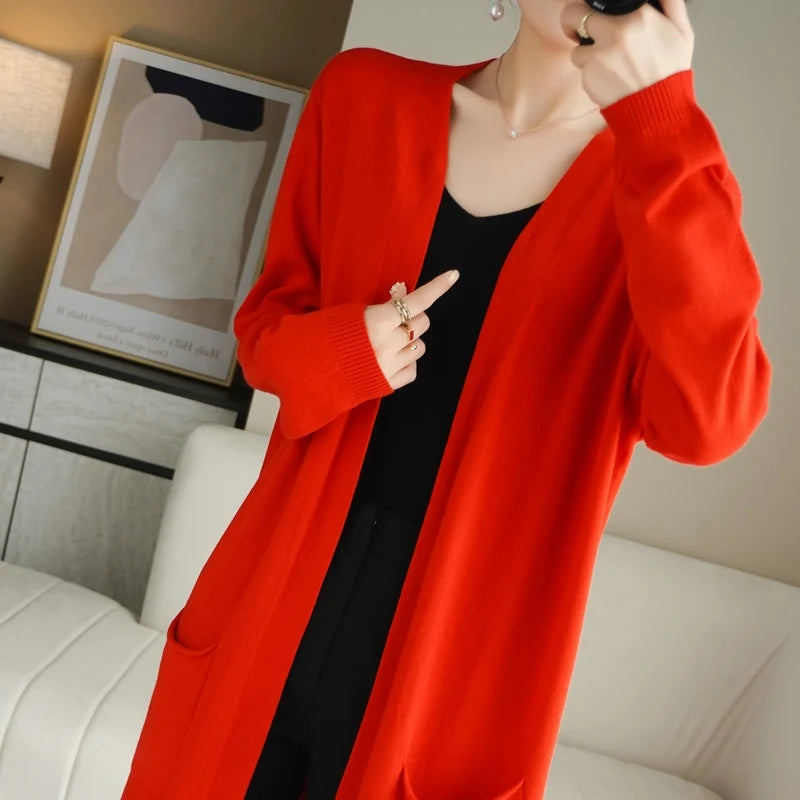 Long Cardigan Cashmere Soft Touch for Women | Fara Red