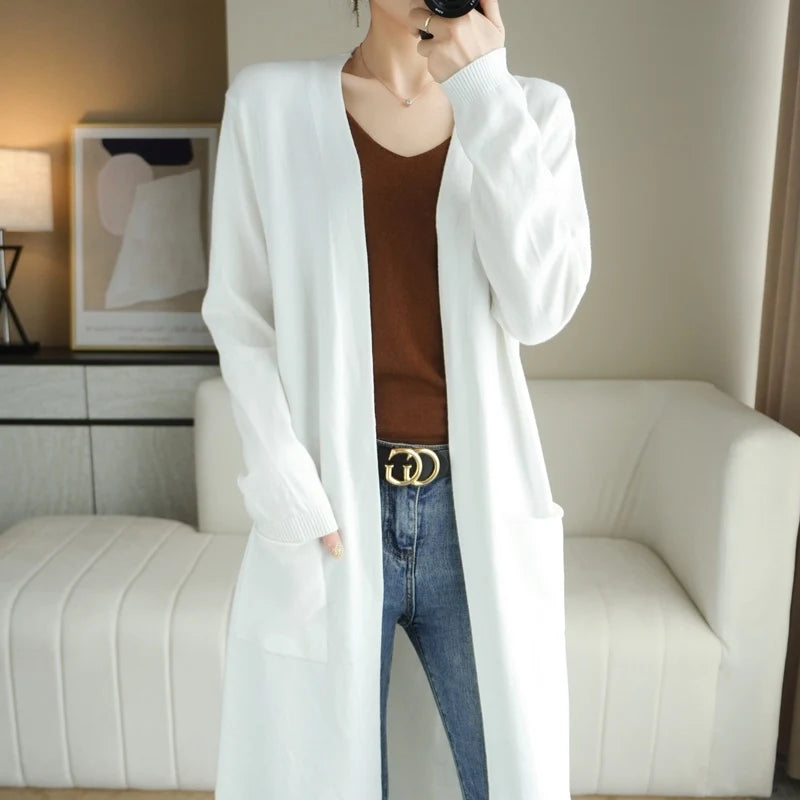 Long Cardigan Cashmere Soft Touch for Women | Fara White