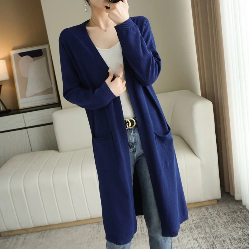 Long Cardigan Cashmere Soft Touch for Women | Fara Blue