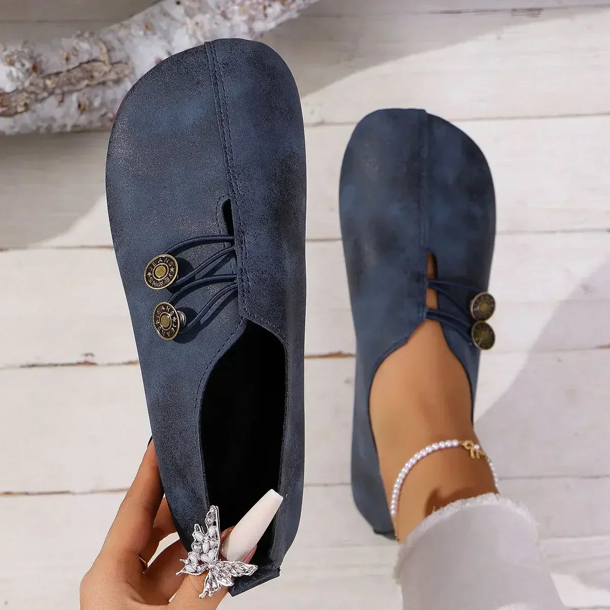 Loafers Soft Suede for Women | Fera Navy Blue