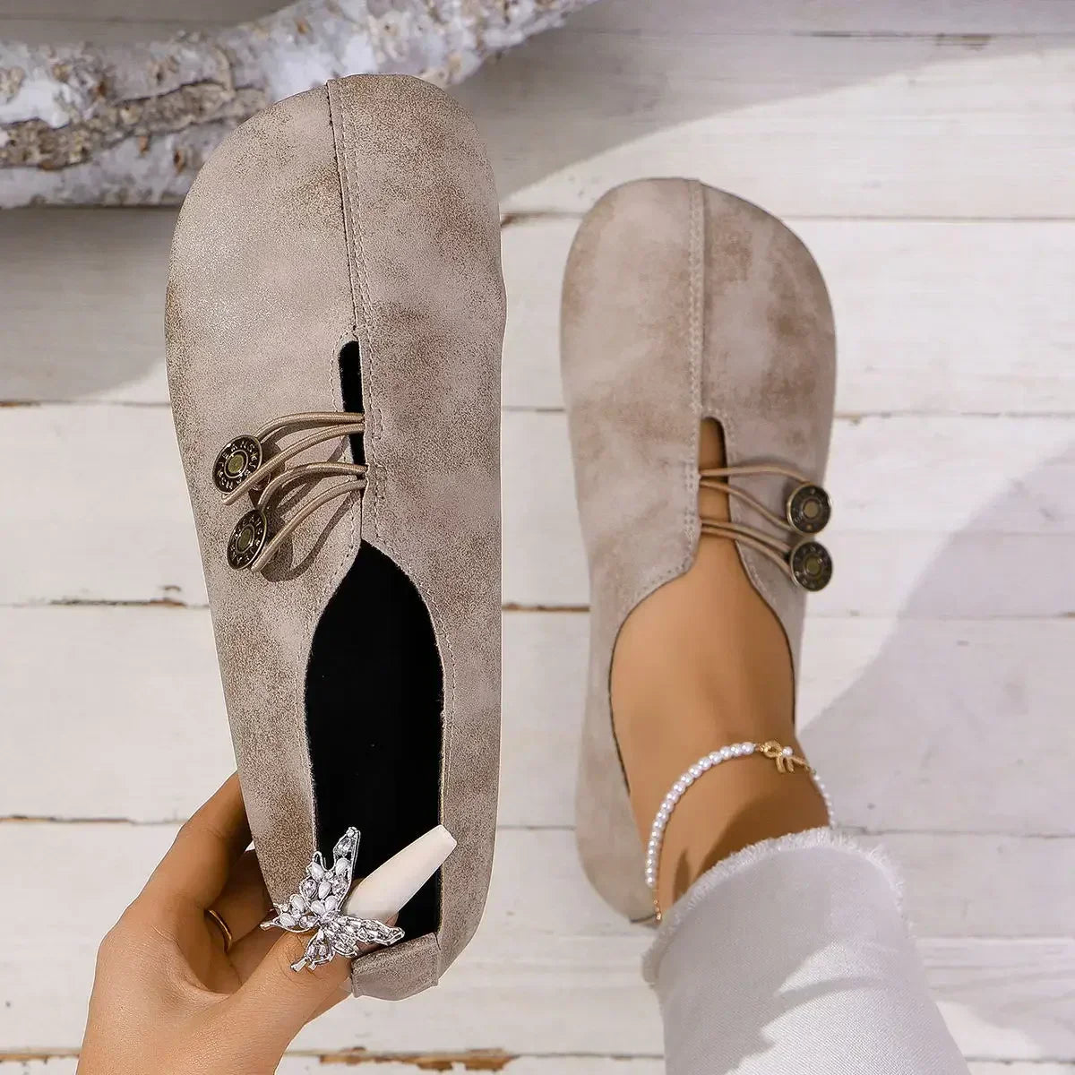 Loafers Soft Suede for Women | Fera Beige
