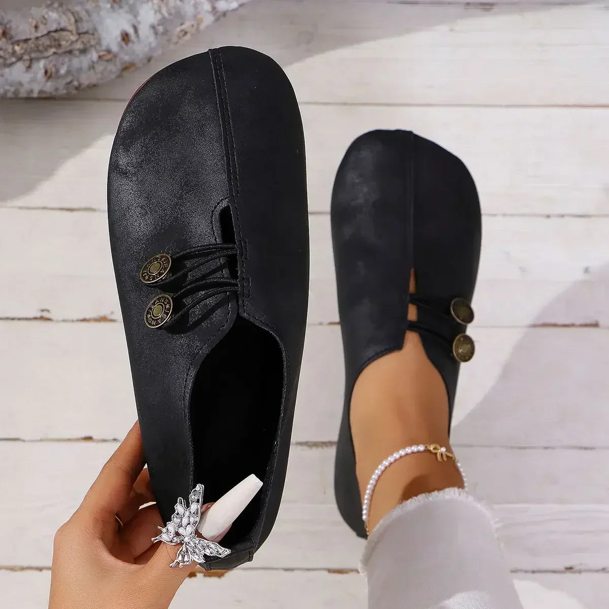 Loafers Soft Suede for Women | Fera Black
