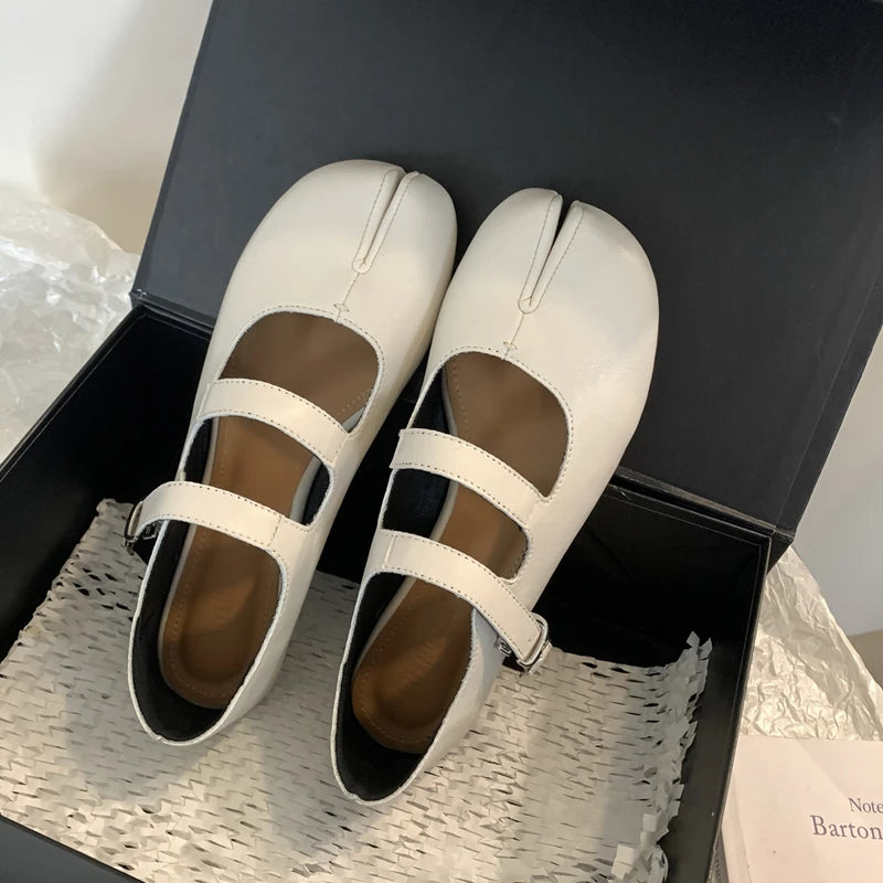 Flat Heel Mary Jane Shoes for Women | Lusera Beige