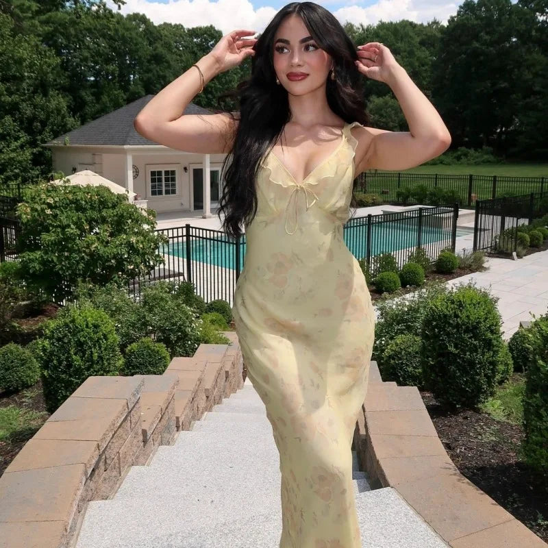 Floral Print Plunge Maxi Dress for Women | Karla