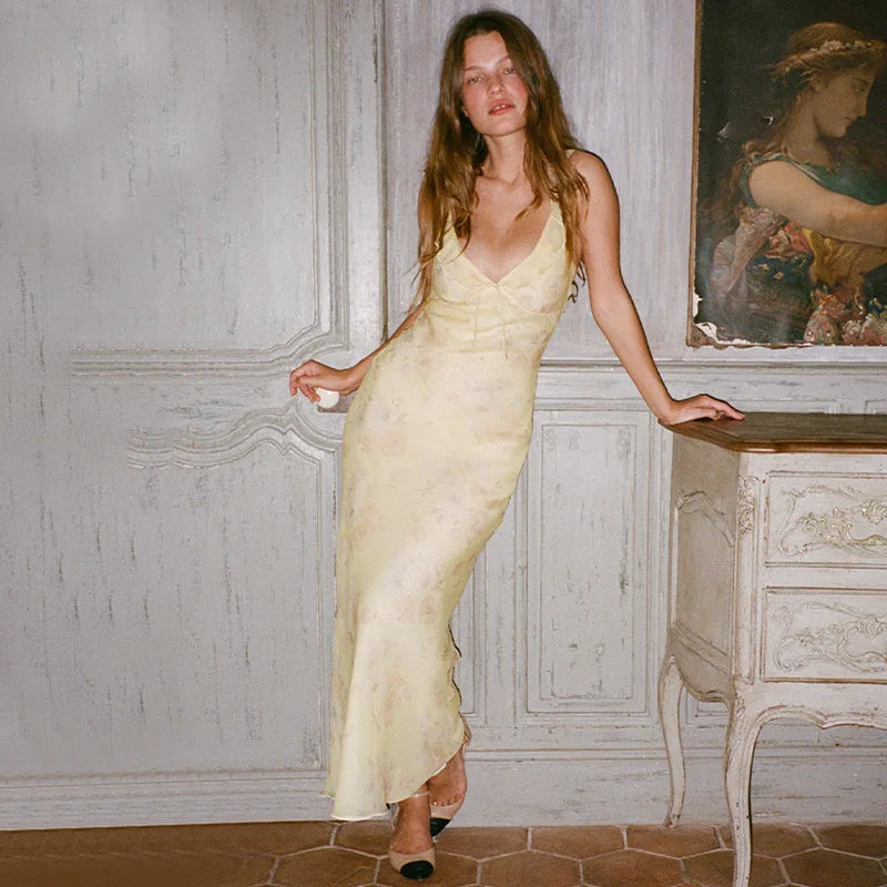 Floral Print Plunge Maxi Dress for Women | Karla