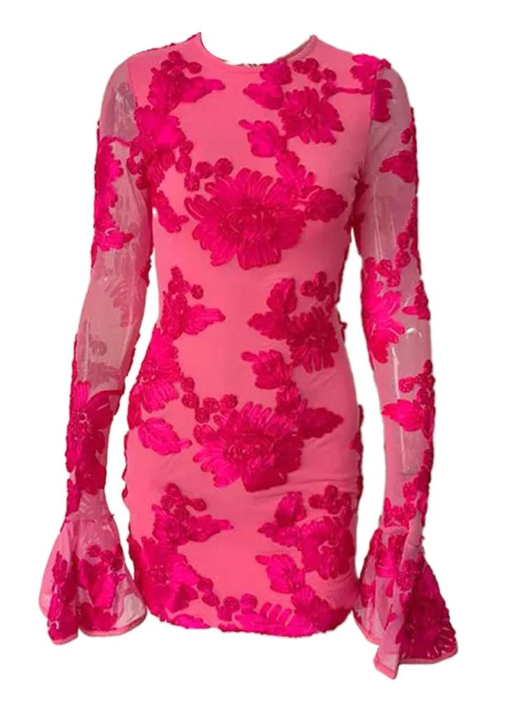 Floral Lace Mini Dress For Women | Elara