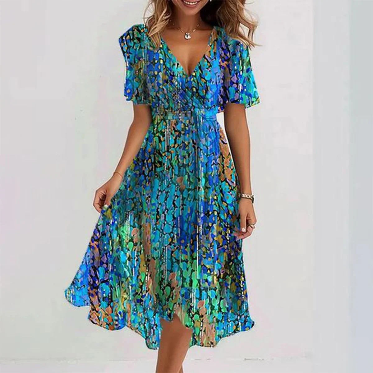 Floral Midi Dress Stylish Design For Women | Lirena Blue
