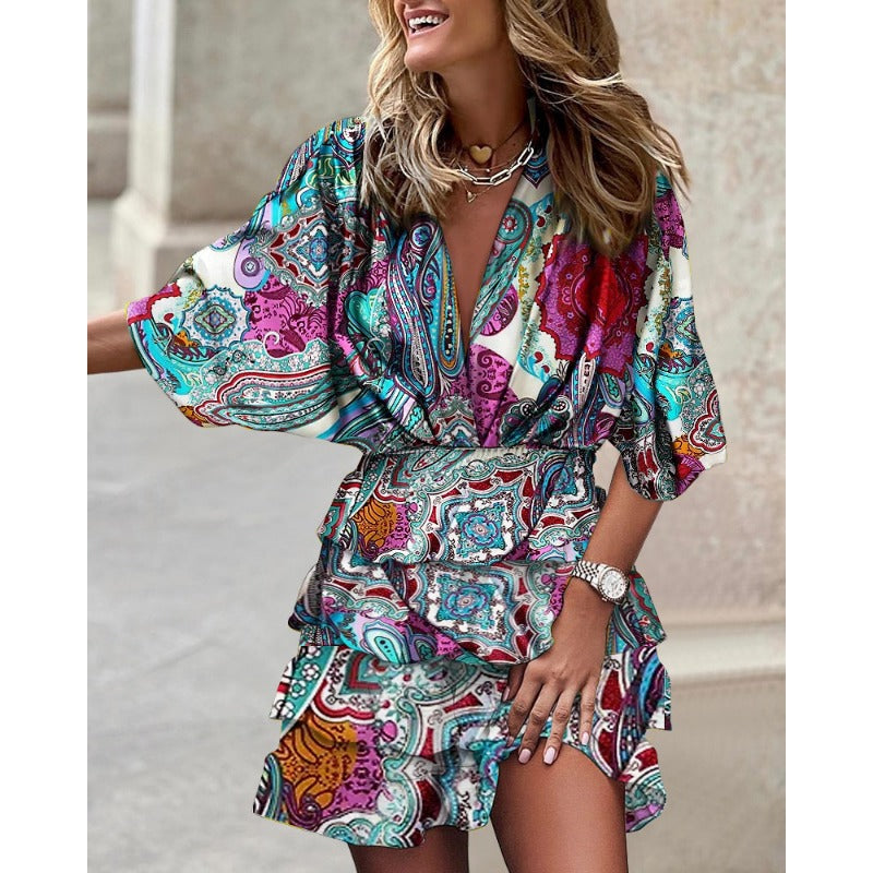 Floral Mini Dress Vibrant Style For Women | Luminara Blue