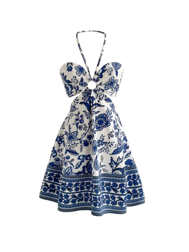 Floral Print Halter Dress For Women | Zafira