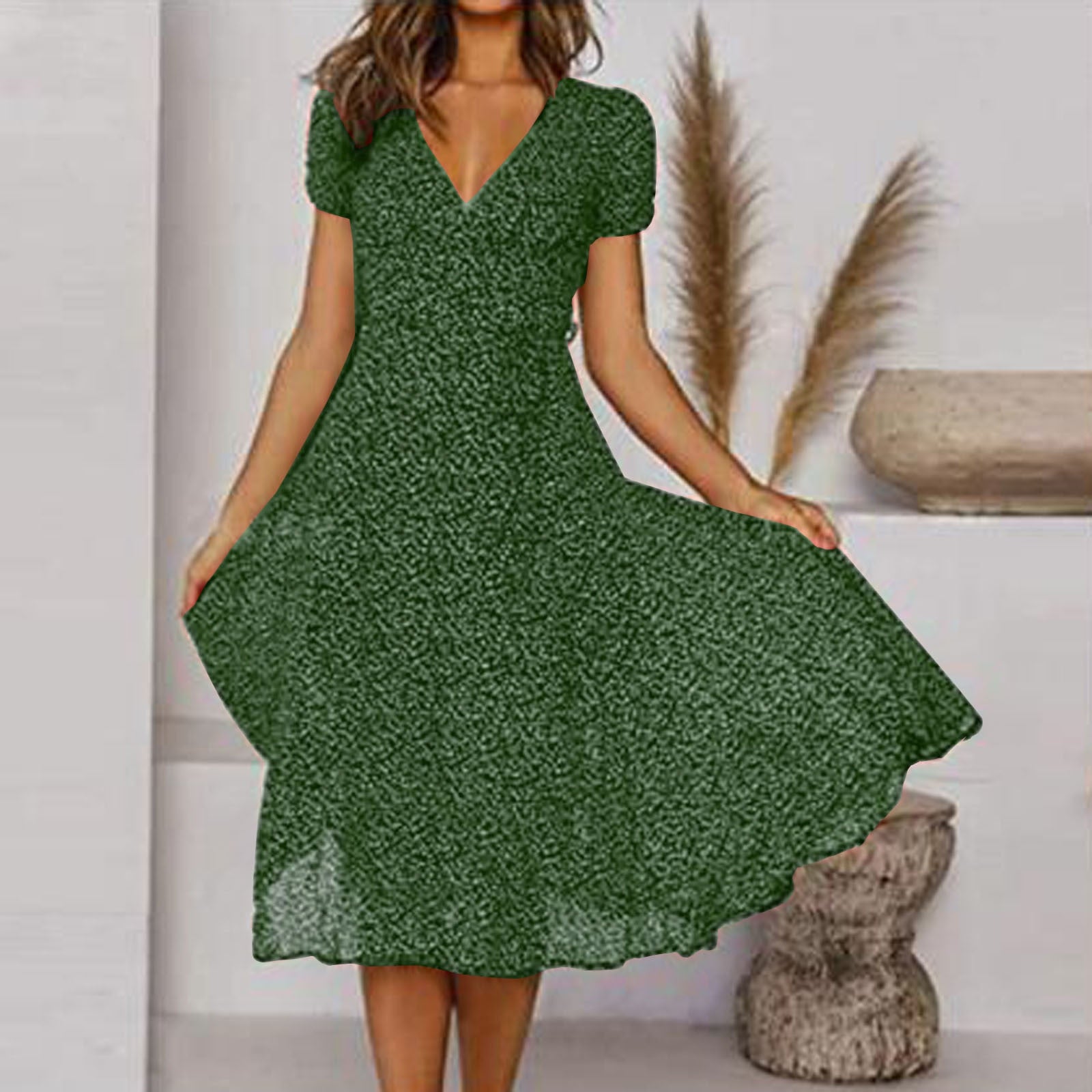 Floral Wrap Summer Dress For Women | Nivalis Green