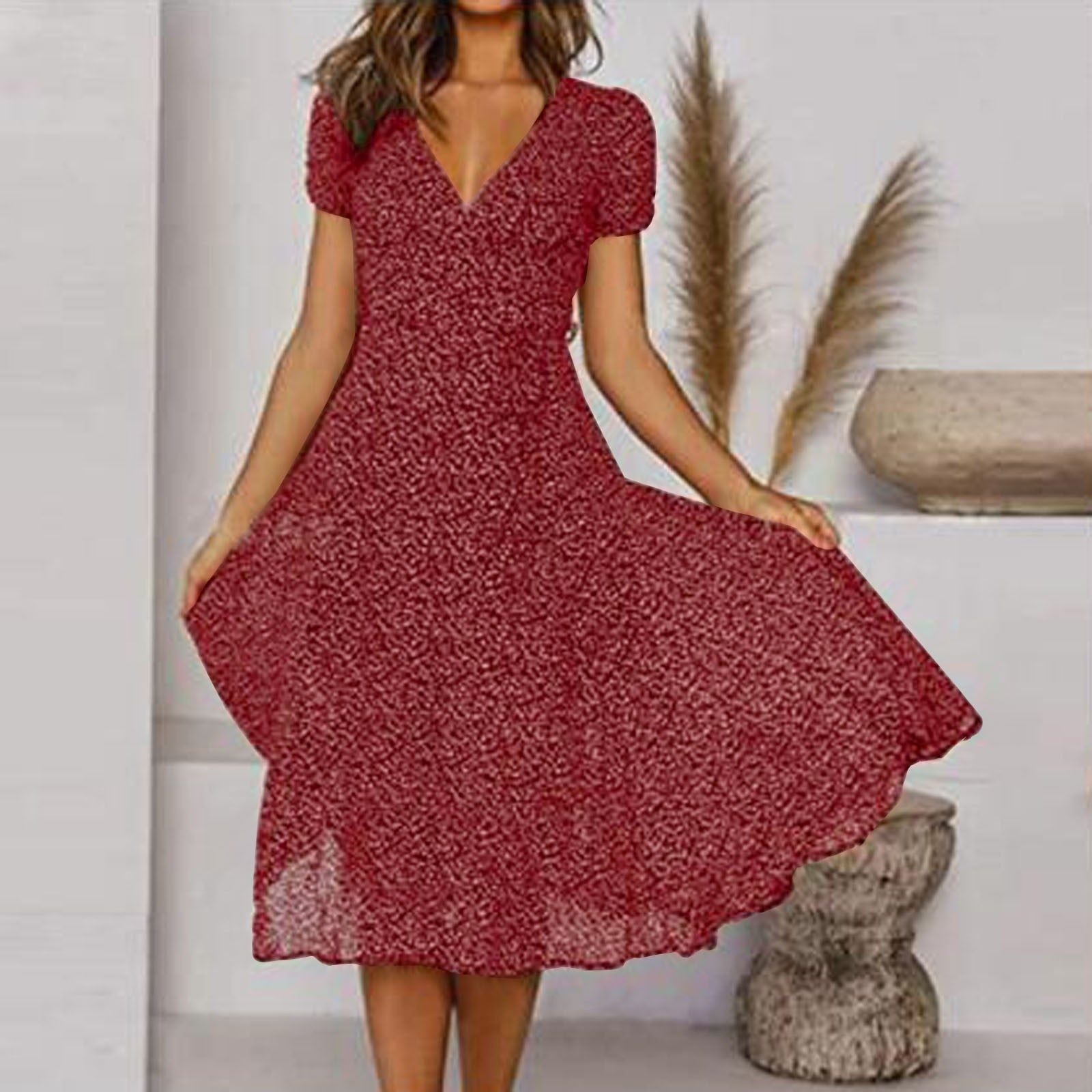 Floral Wrap Summer Dress For Women | Nivalis Burgundy