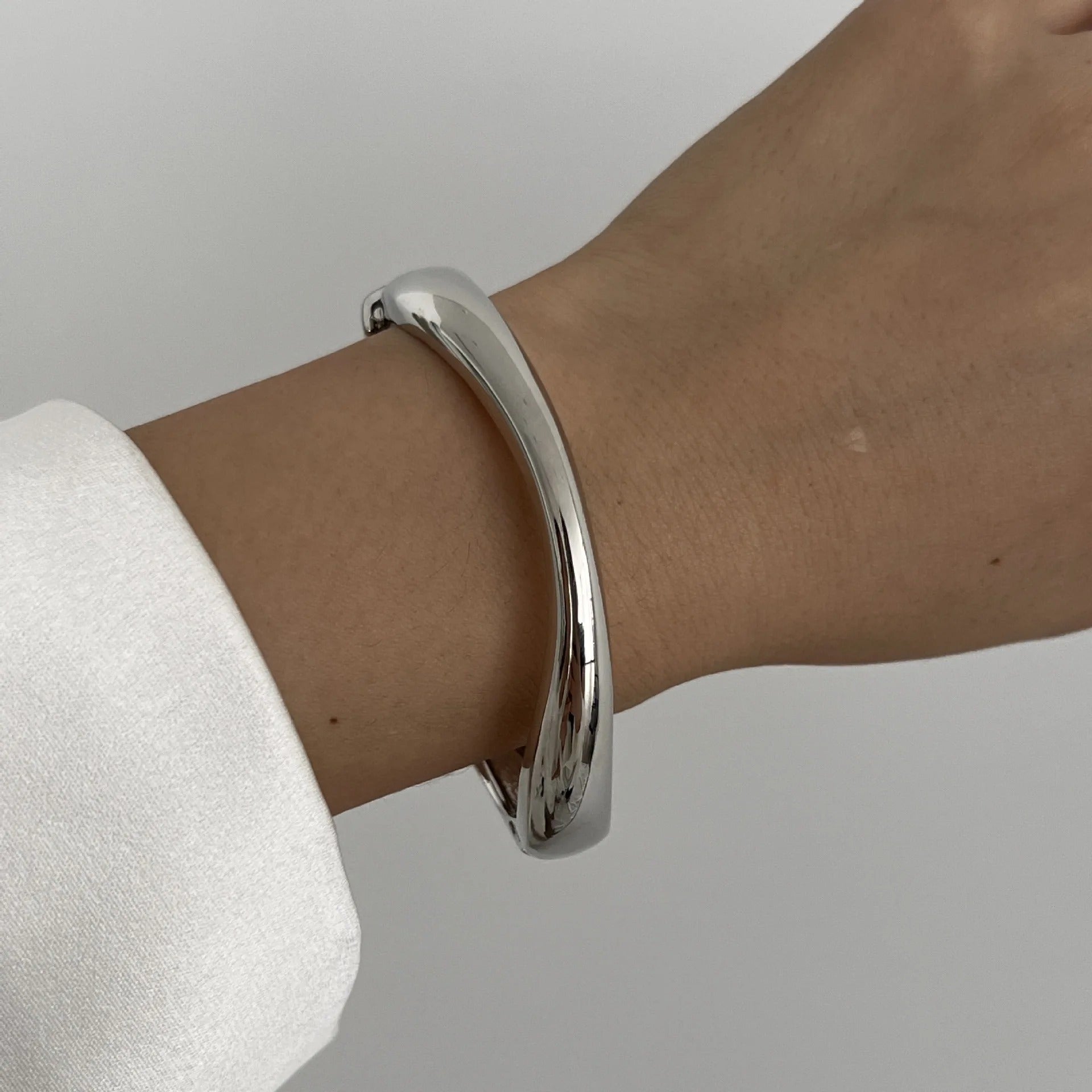 Cuff Bracelet Elegant Design For Women | Lystra Silver Flow Cuff One Size