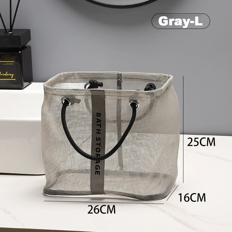 Foldable Mesh Bath Storage Tote Bag for Women | Nova Gray-L