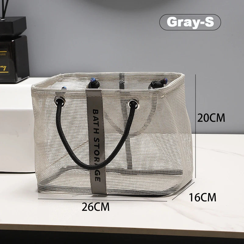 Foldable Mesh Bath Storage Tote Bag for Women | Nova Gray-S