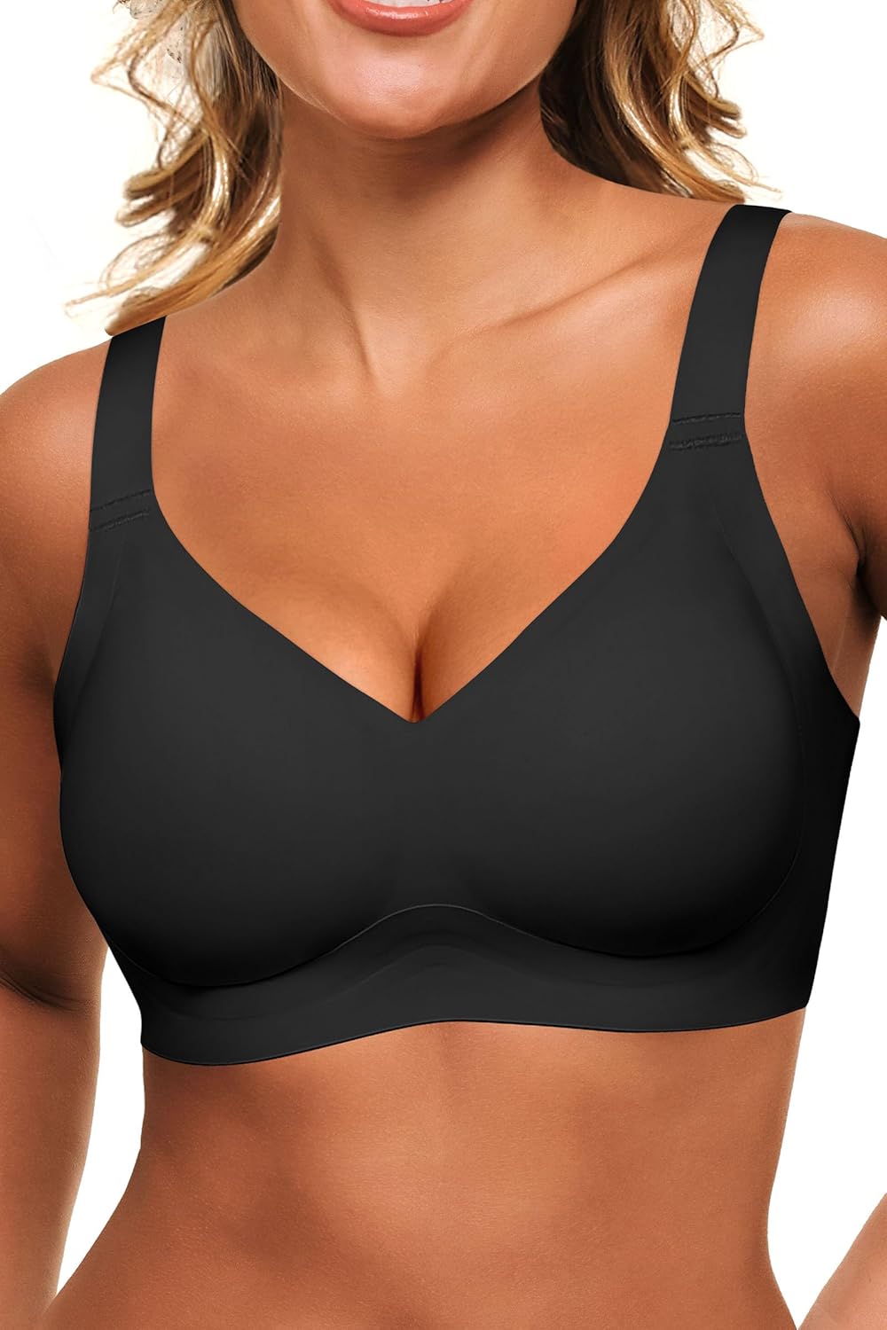 Full Coverage Wireless Sculpt Bra 3D Molded Comfort Fit for Women | Charlene Black