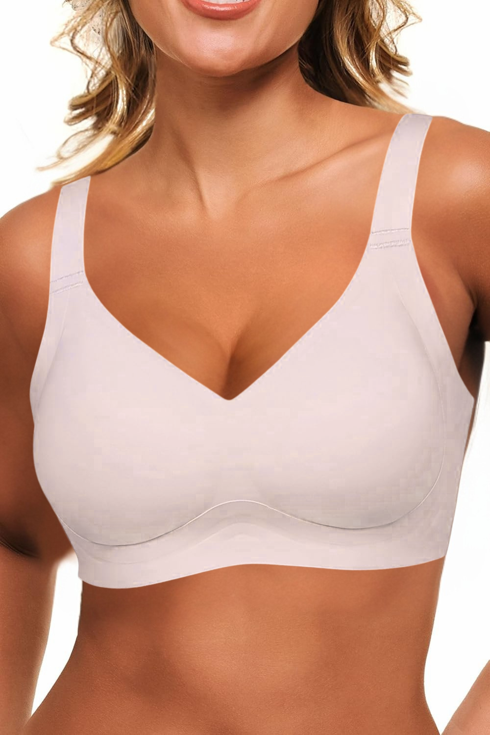 Full Coverage Wireless Sculpt Bra 3D Molded Comfort Fit for Women | Charlene Light Pink