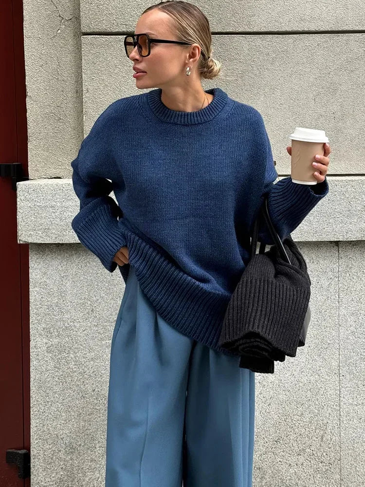 Oversized Knitted Sweater for Women | Gaby Blue