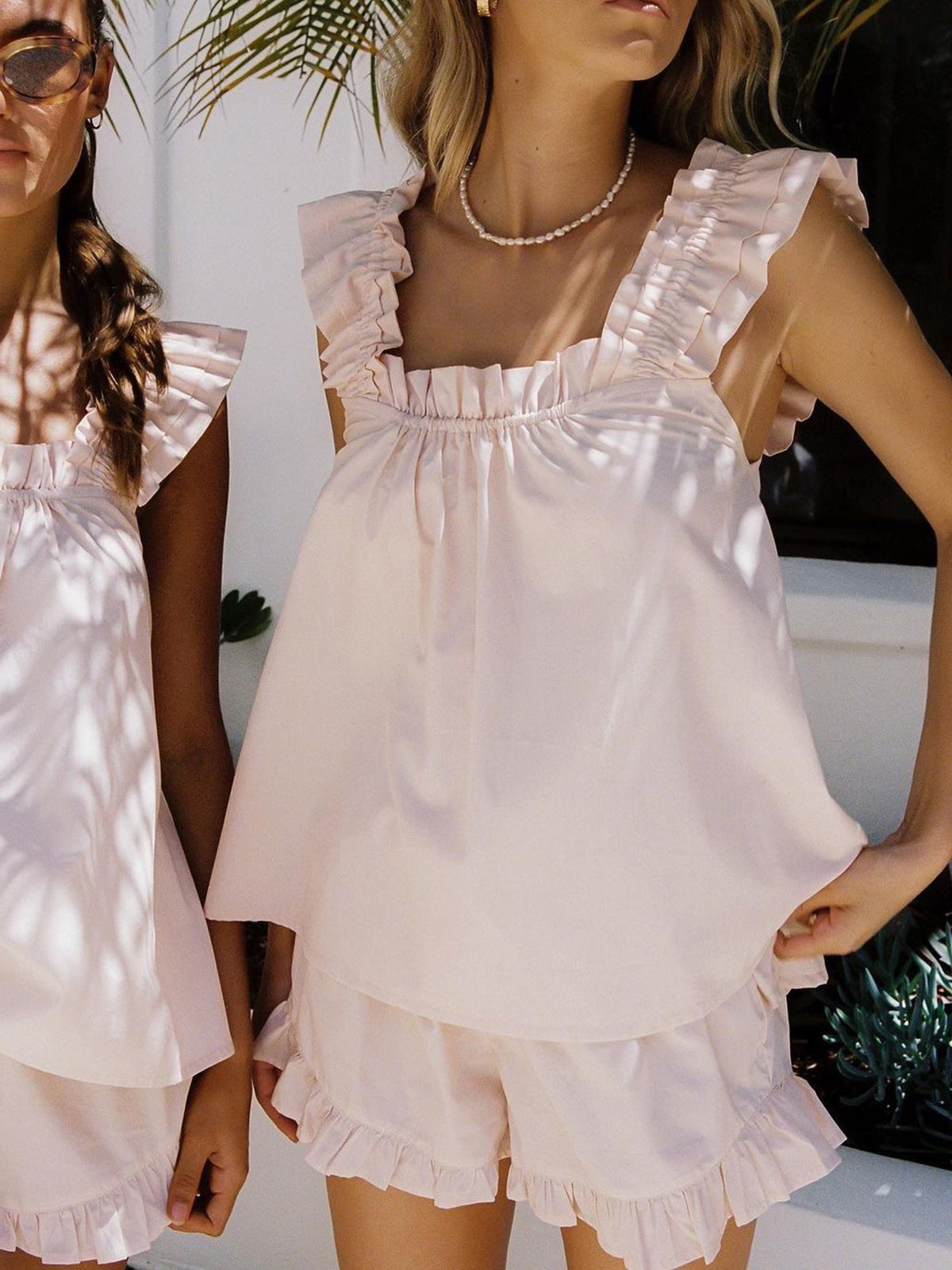 Ruffle Lounge Set Casual Style for Women | Gemma Pink